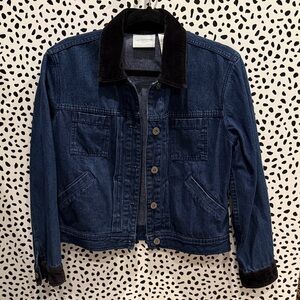 Vintage Liz Claiborne Petite Small Denim Jacket with Black Suede Collar & Cuffs